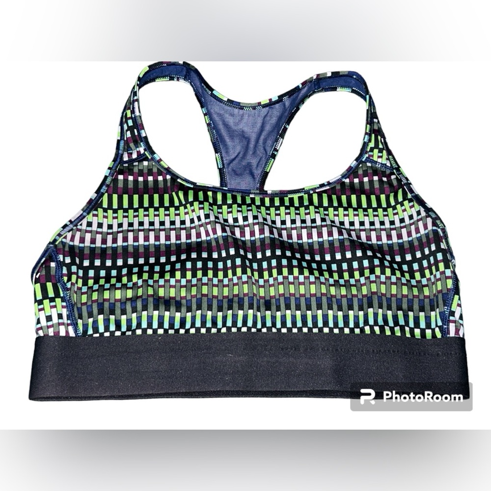 Victoria's Secret Sports Bra Crop Top VSX Racerback Size Medium Blue Green